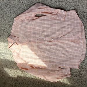 Tommy Bahama orange and white plaid dress shirt. Size Men's medium